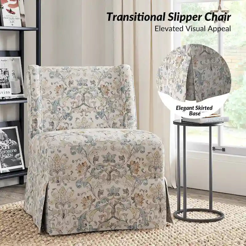 Fauteuil crapaud Falk de style transitionnel, rembourré, avec housse et pieds en bois massif, lot de 2 par HULALA HOME-4