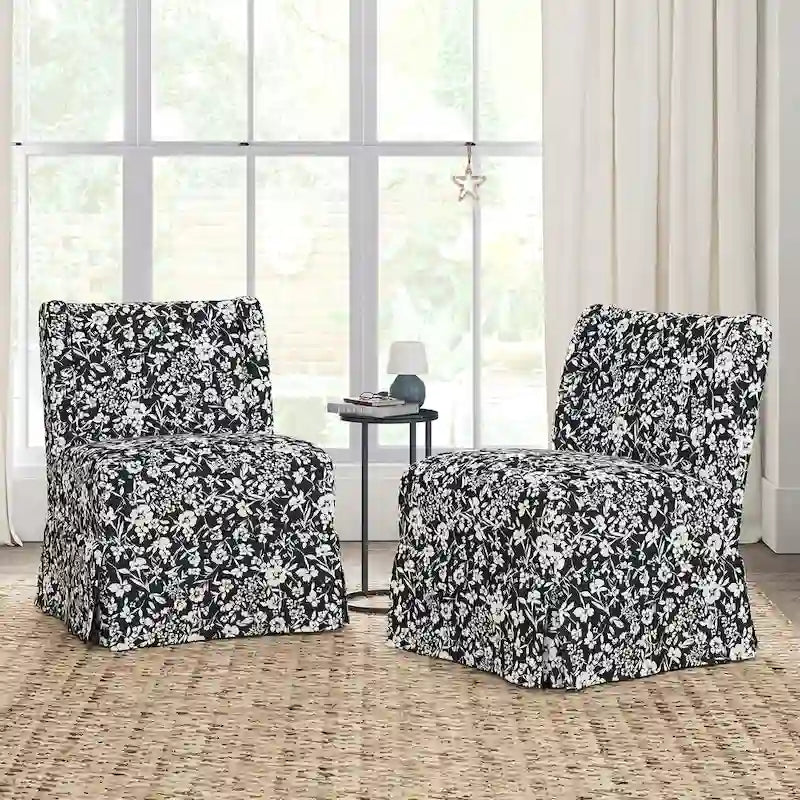 Fauteuil crapaud Falk de style transitionnel, rembourré, avec housse et pieds en bois massif, lot de 2 par HULALA HOME-12