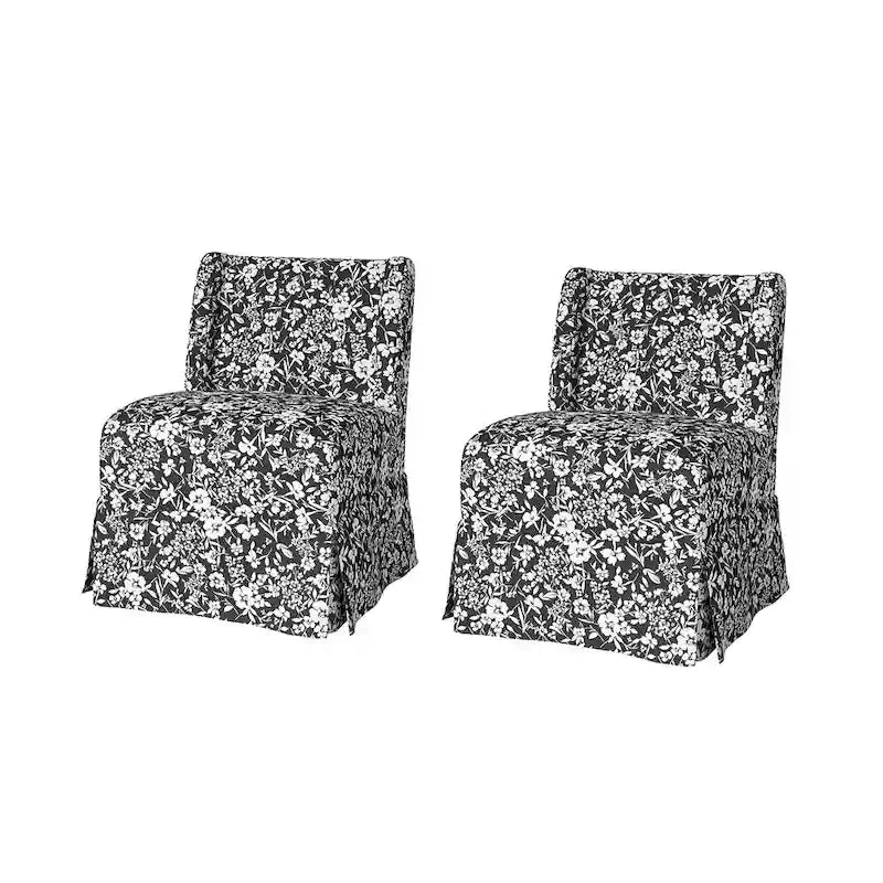 Fauteuil crapaud Falk de style transitionnel, rembourré, avec housse et pieds en bois massif, lot de 2 par HULALA HOME-13