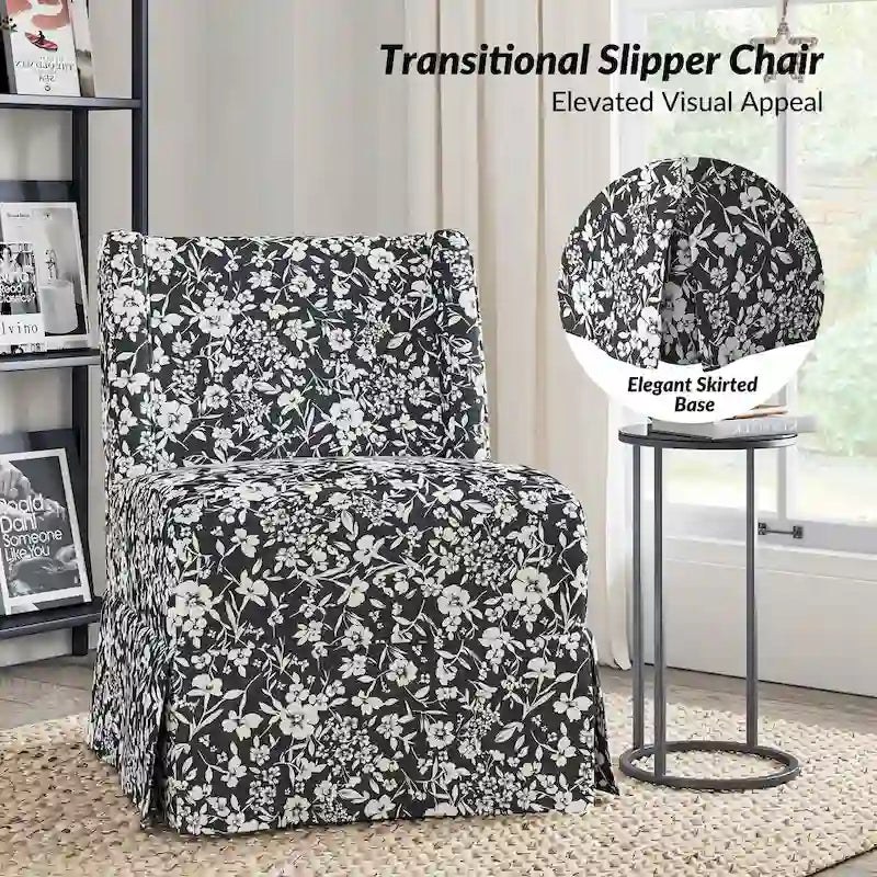 Fauteuil crapaud Falk de style transitionnel, rembourré, avec housse et pieds en bois massif, lot de 2 par HULALA HOME-15