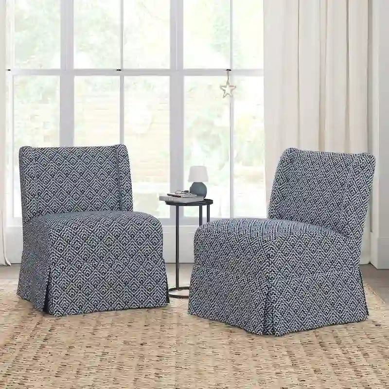 Fauteuil crapaud Falk de style transitionnel, rembourré, avec housse et pieds en bois massif, lot de 2 par HULALA HOME-32