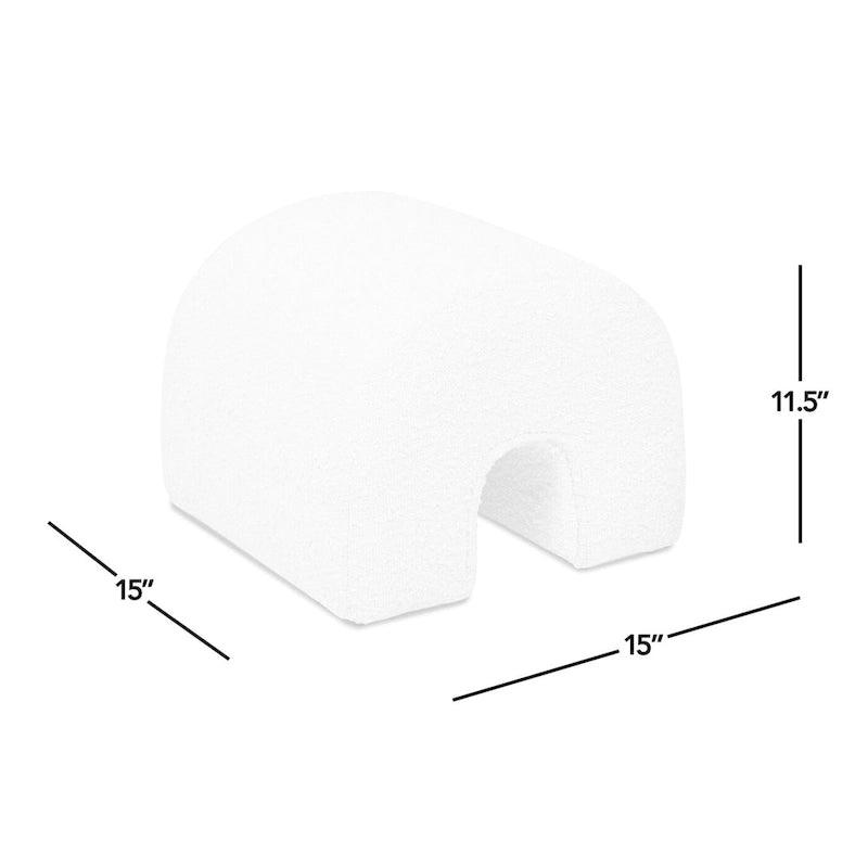 Pouf repose-pieds arqué Bridge 16 en fausse fourrure bouclée et tissu sherpa-4
