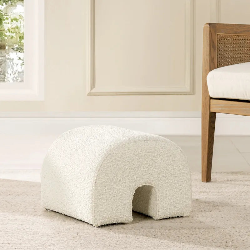 Pouf repose-pieds arqué Bridge 16 en fausse fourrure bouclée et tissu sherpa-6