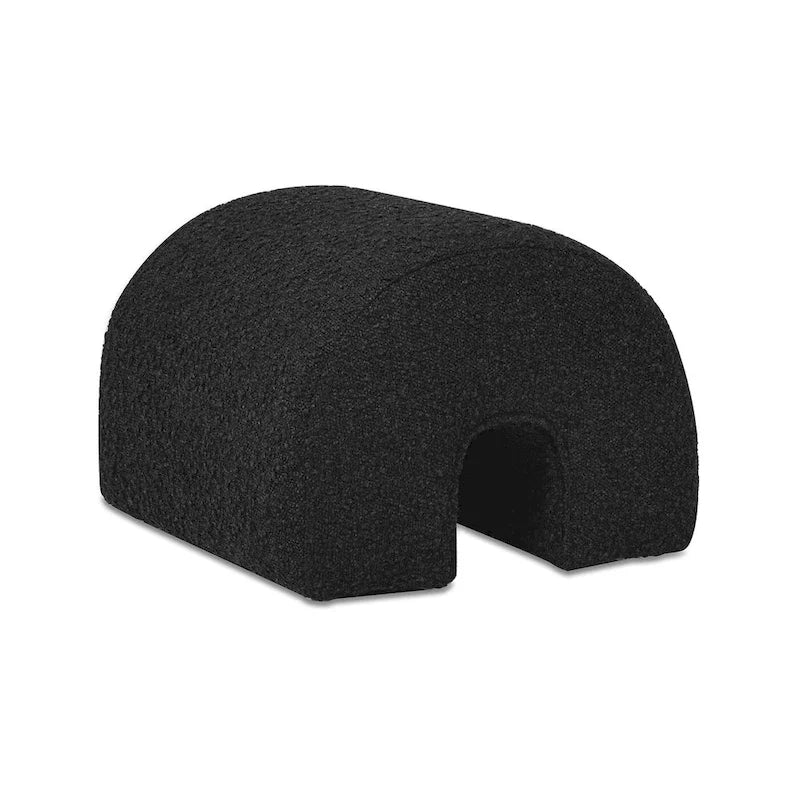 Pouf repose-pieds arqué Bridge 16 en fausse fourrure bouclée et tissu sherpa-12