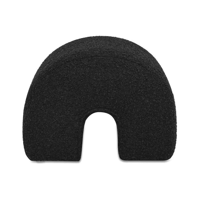 Pouf repose-pieds arqué Bridge 16 en fausse fourrure bouclée et tissu sherpa-15