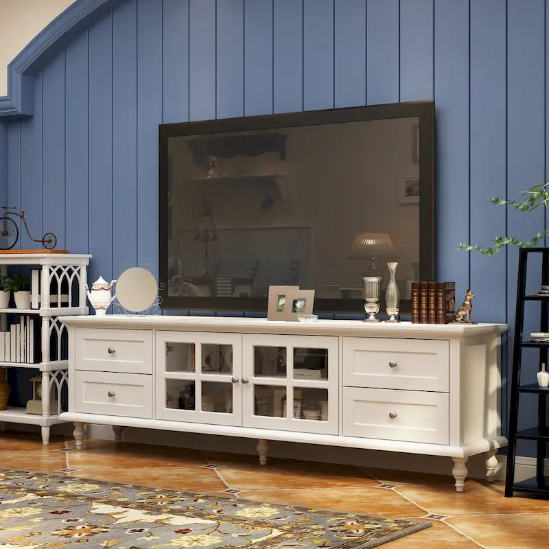 Ensemble de meubles avec rangements en verre trempé et support TV - Meuble latéral + support TV-3