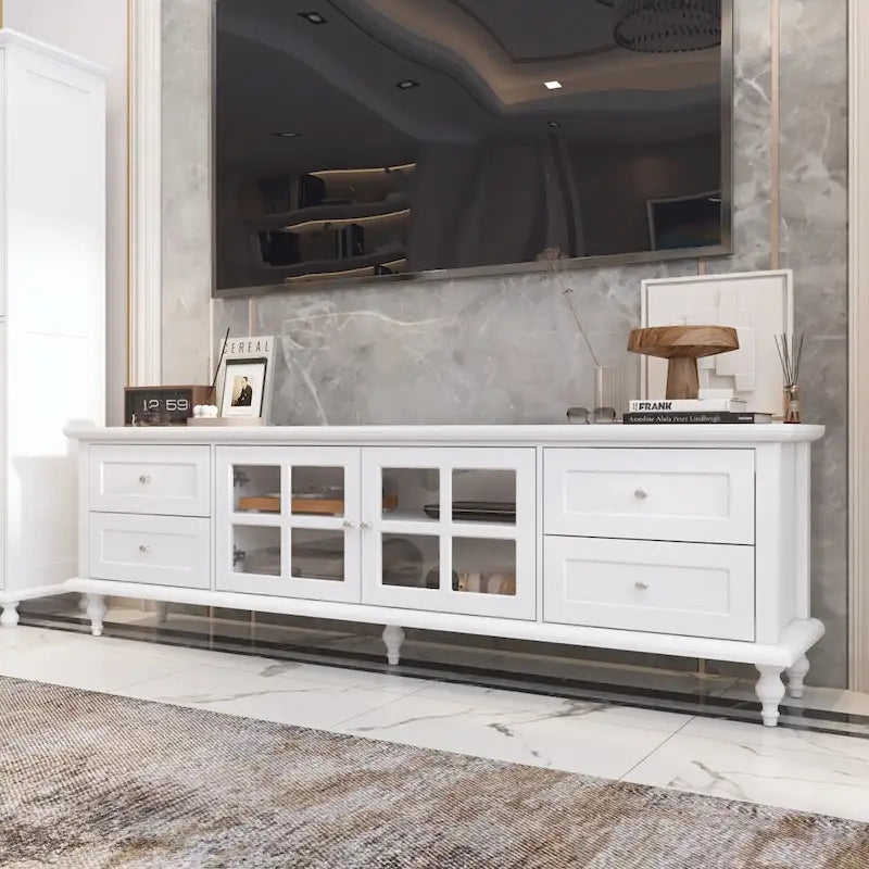 Ensemble de meubles avec rangements en verre trempé et support TV - Meuble latéral + support TV-5