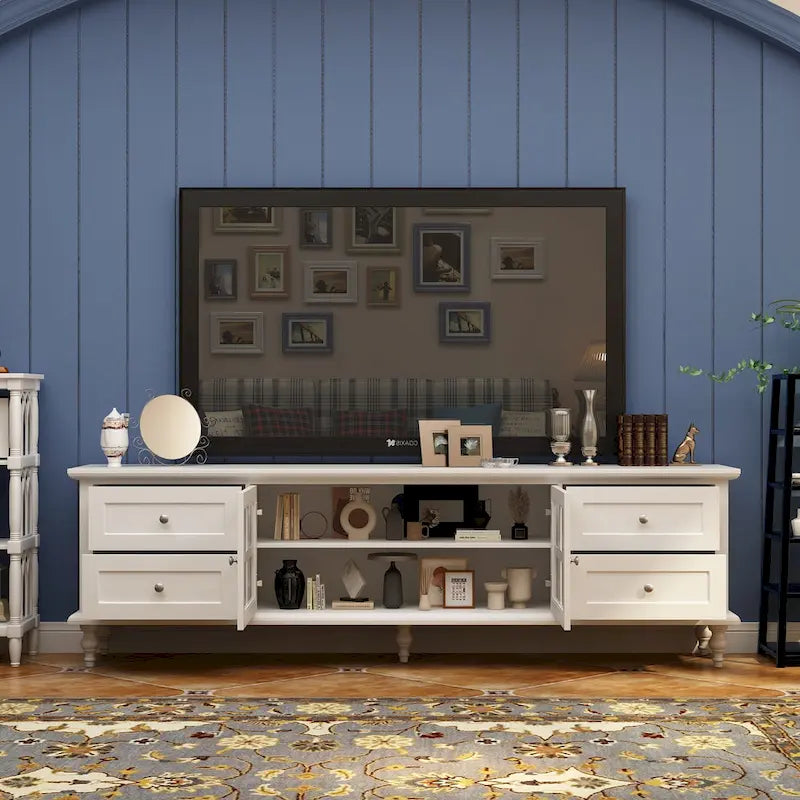 Ensemble de meubles avec rangements en verre trempé et support TV - Meuble latéral + support TV-7