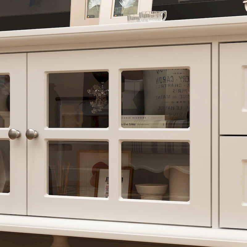 Ensemble de meubles avec rangements en verre trempé et support TV - Meuble latéral + support TV-10