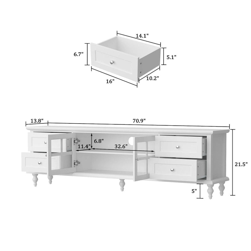 Ensemble de meubles avec rangements en verre trempé et support TV - Meuble latéral + support TV-12