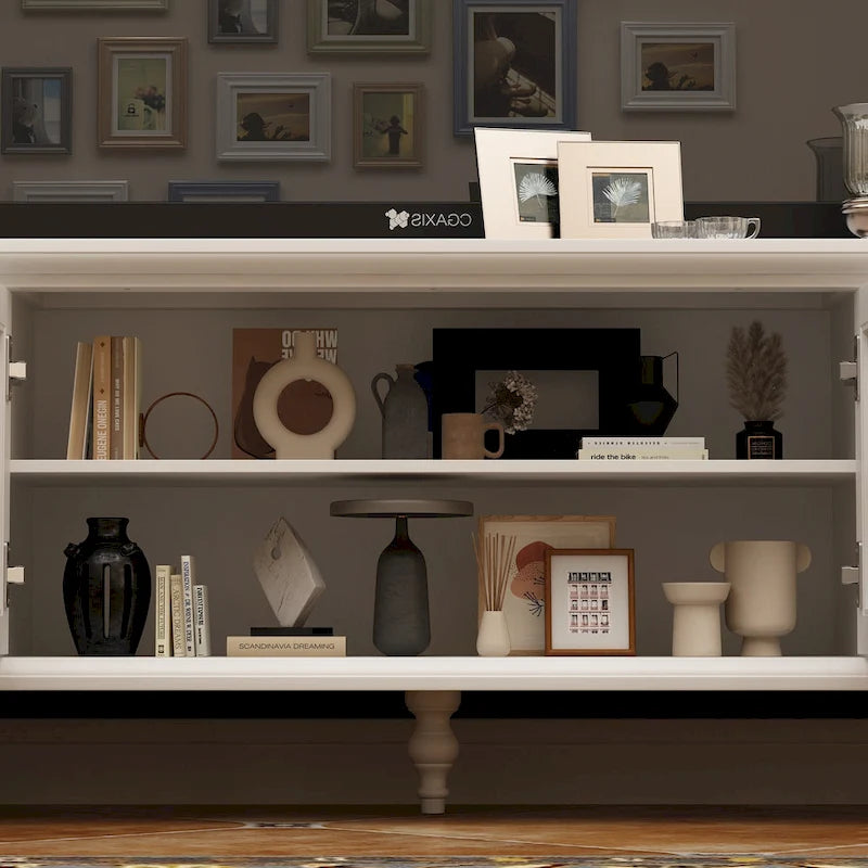 Ensemble de meubles avec rangements en verre trempé et support TV - Meuble latéral + support TV-15