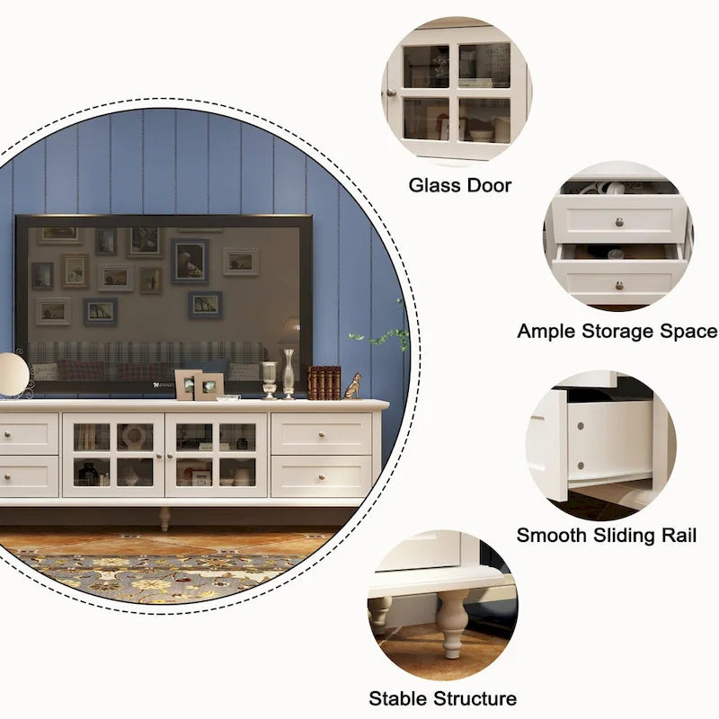 Ensemble de meubles avec rangements en verre trempé et support TV - Meuble latéral + support TV-17