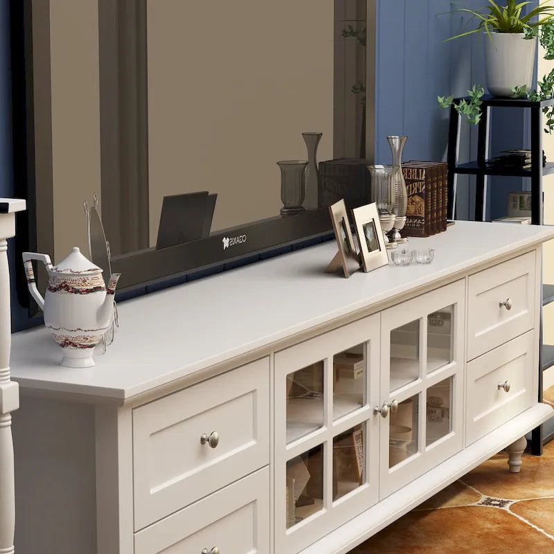 Ensemble de meubles avec rangements en verre trempé et support TV - Meuble latéral + support TV-19