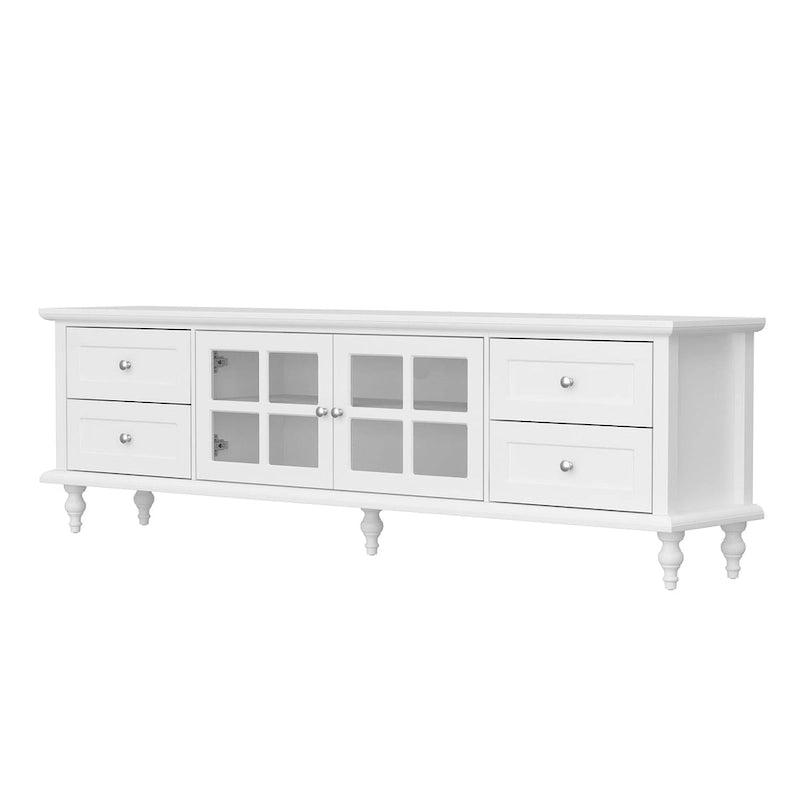 Ensemble de meubles avec rangements en verre trempé et support TV - Meuble latéral + support TV-21