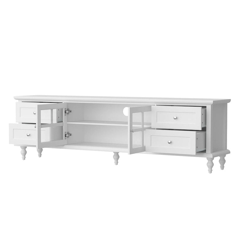 Ensemble de meubles avec rangements en verre trempé et support TV - Meuble latéral + support TV-22