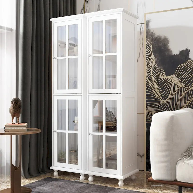 Ensemble de meubles avec rangements en verre trempé et support TV - Meuble latéral + support TV-23