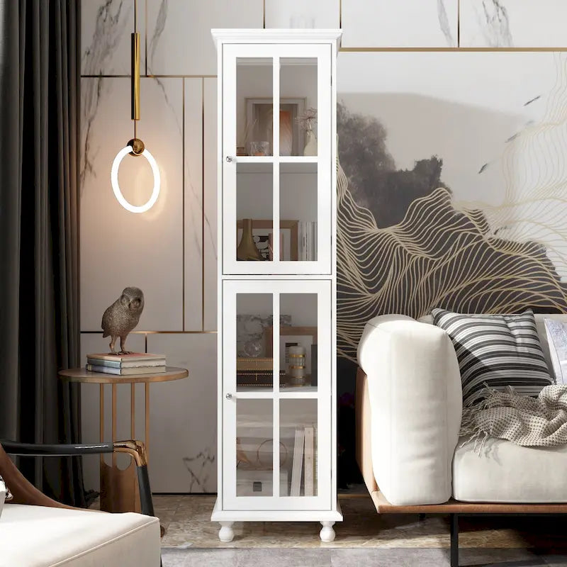 Ensemble de meubles avec rangements en verre trempé et support TV - Meuble latéral + support TV-24