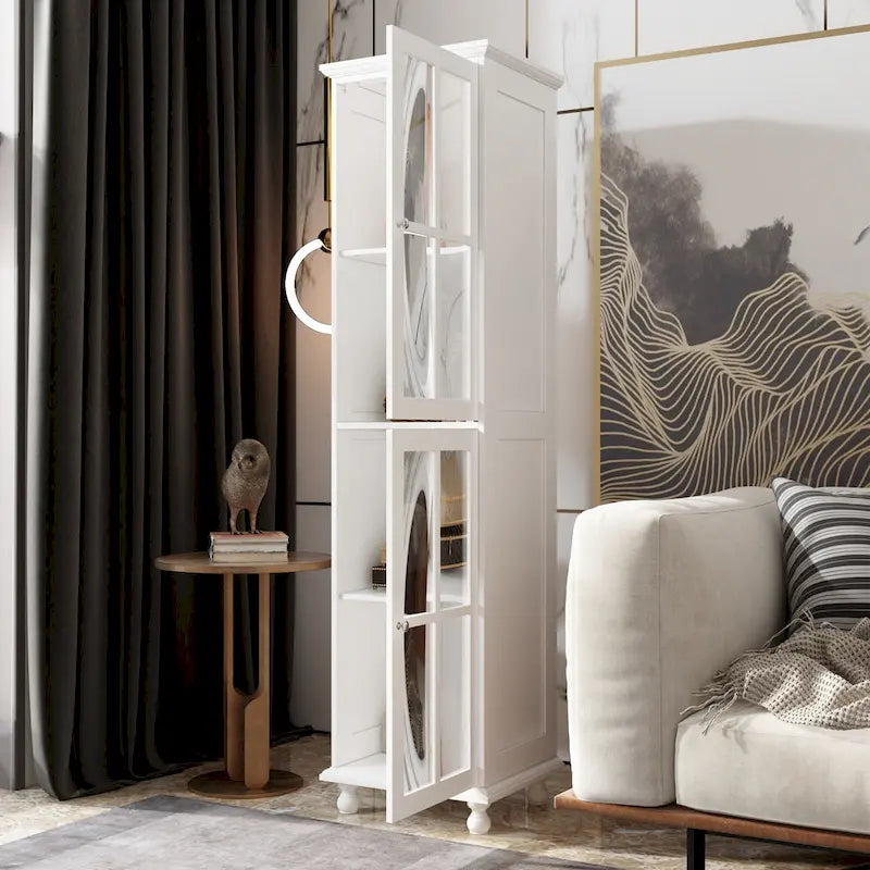 Ensemble de meubles avec rangements en verre trempé et support TV - Meuble latéral + support TV-25