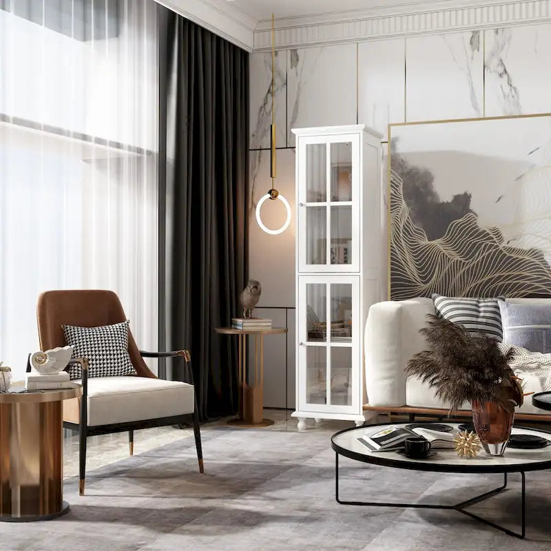 Ensemble de meubles avec rangements en verre trempé et support TV - Meuble latéral + support TV-32