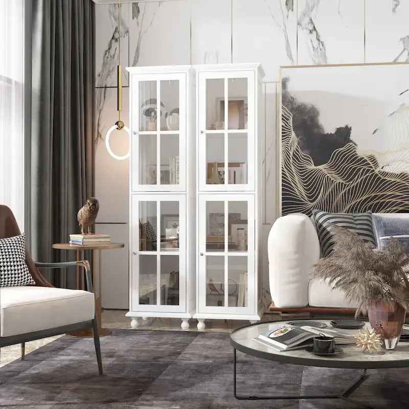 Ensemble de meubles avec rangements en verre trempé et support TV - Meuble latéral + support TV-33