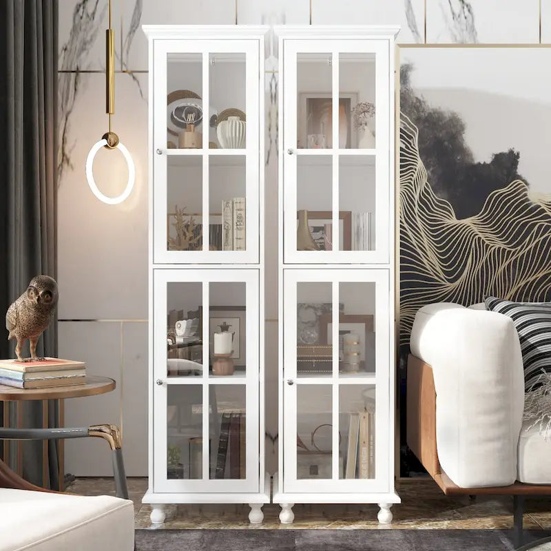 Ensemble de meubles avec rangements en verre trempé et support TV - Meuble latéral + support TV-41