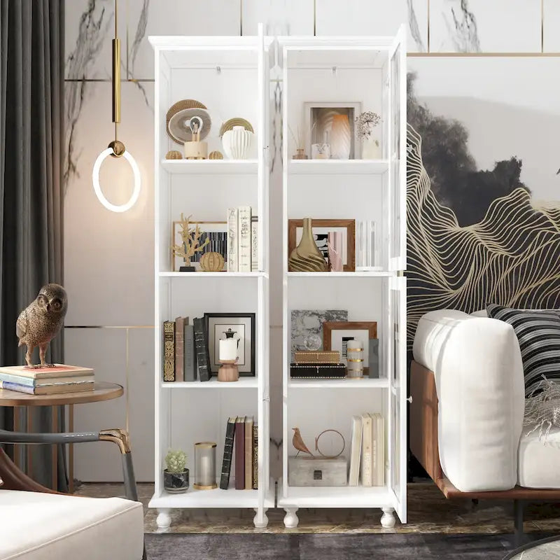 Ensemble de meubles avec rangements en verre trempé et support TV - Meuble latéral + support TV-42