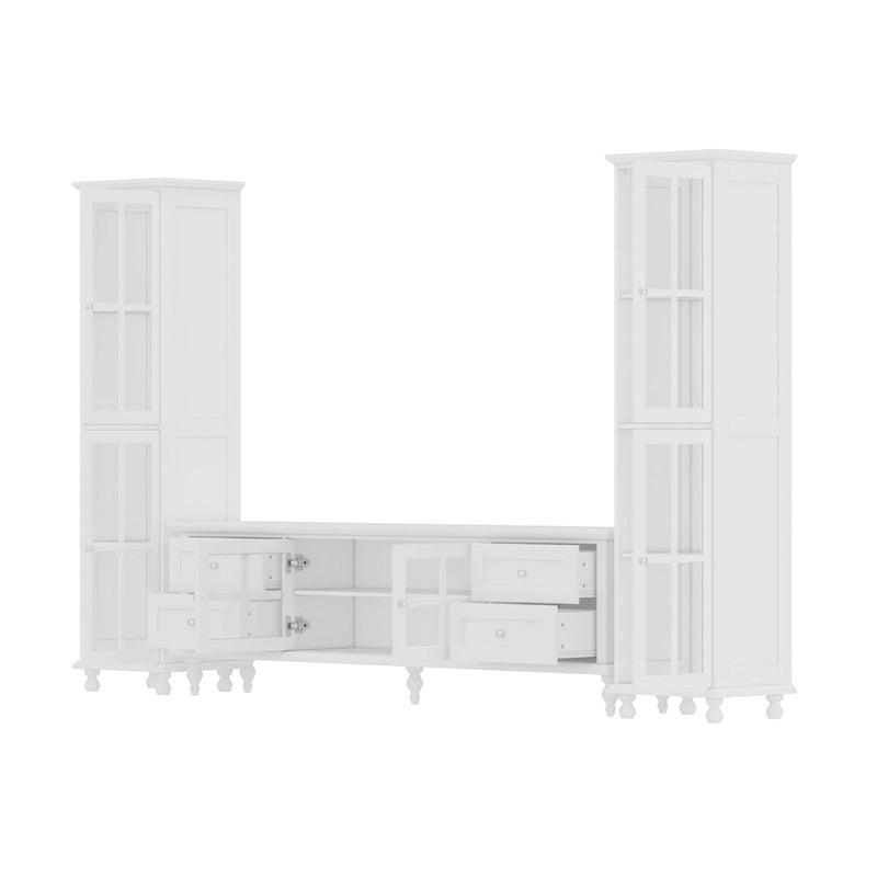 Ensemble de meubles avec rangements en verre trempé et support TV - Meuble latéral + support TV-45