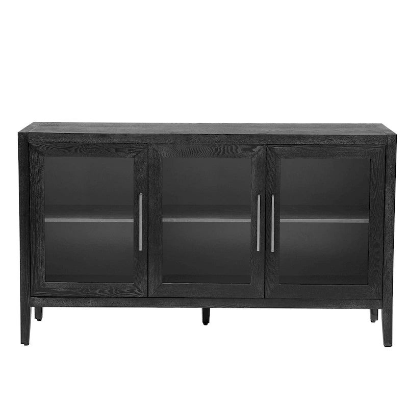 Armoire de rangement en bois avec trois portes en verre trempé-32
