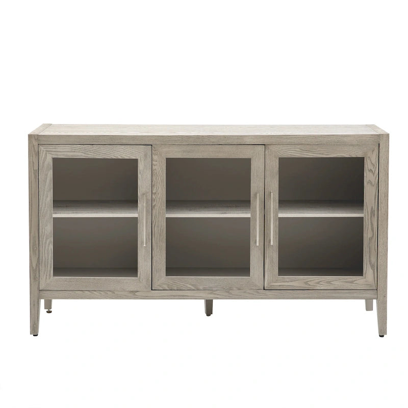 Armoire de rangement en bois avec trois portes en verre trempé-33