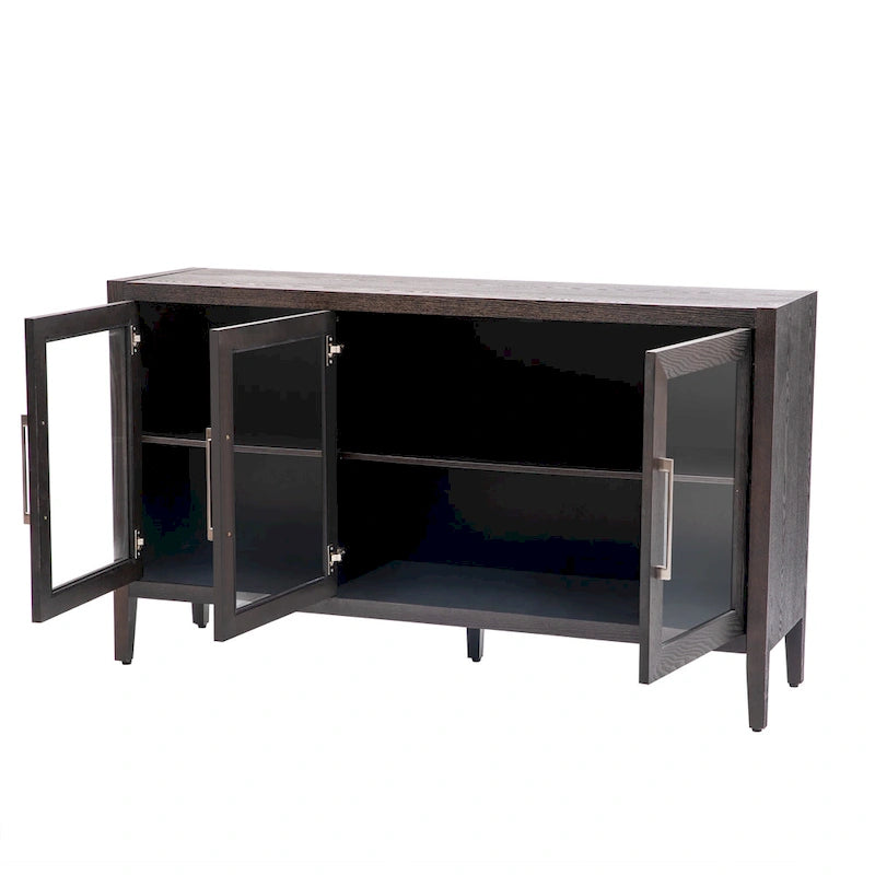 Armoire de rangement en bois avec trois portes en verre trempé-6