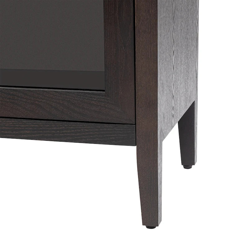 Armoire de rangement en bois avec trois portes en verre trempé-8