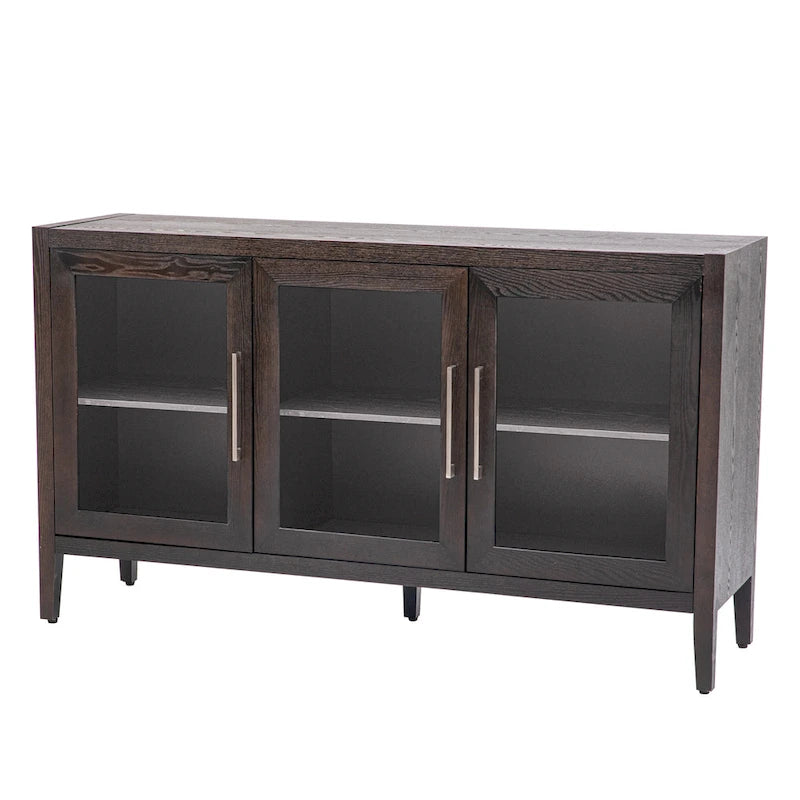 Armoire de rangement en bois avec trois portes en verre trempé-11