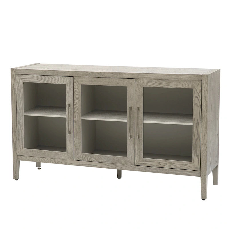 Armoire de rangement en bois avec trois portes en verre trempé-18