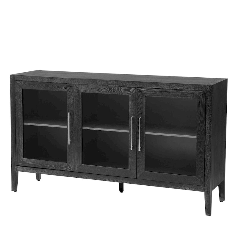 Armoire de rangement en bois avec trois portes en verre trempé-29