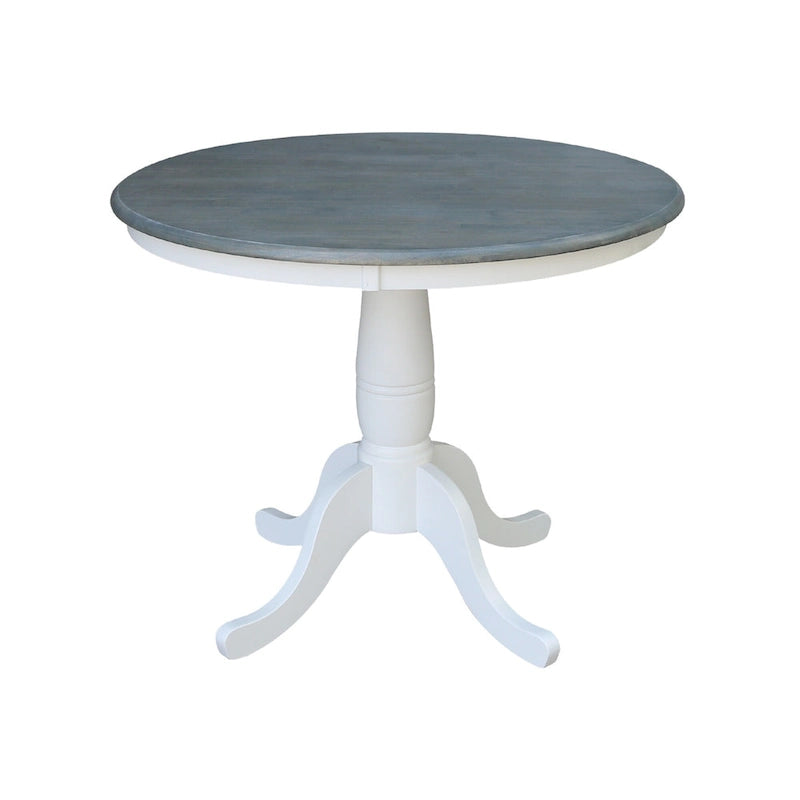 Table de salle à manger ronde à pied central en bois massif 36 pouces d'International Concepts avec 4 chaises Madrid à dossier échelle-13