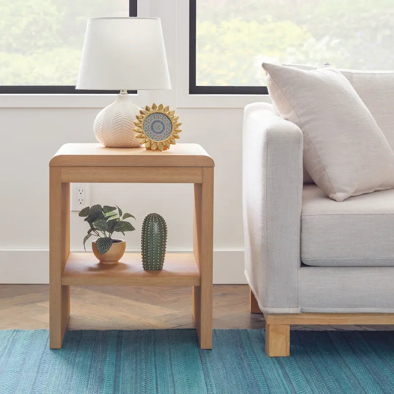 Table d'appoint moderne en bois Brookside Reyna avec coins arrondis-2