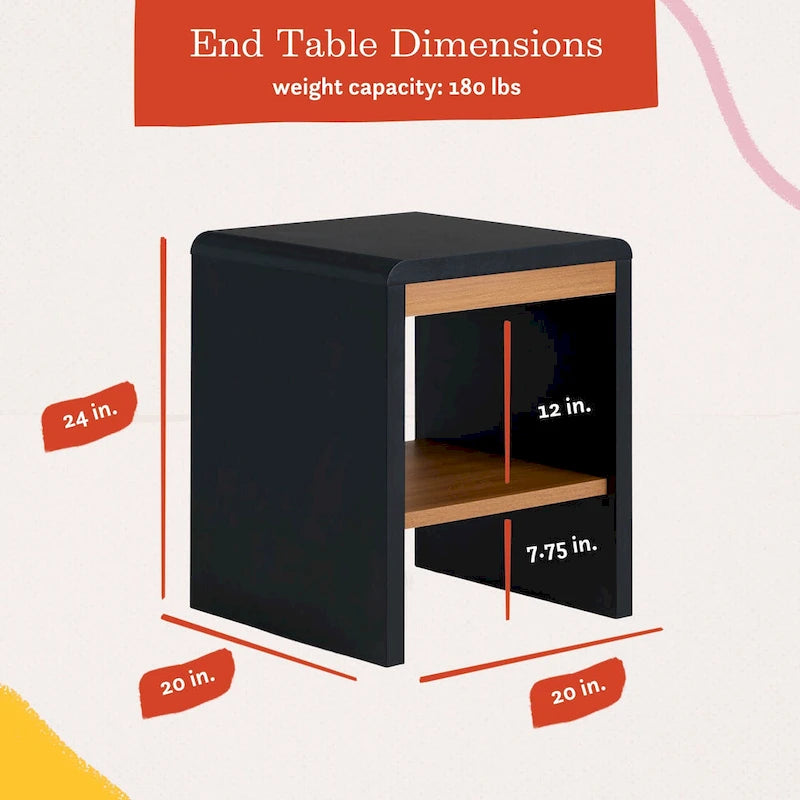 Table d'appoint moderne en bois Brookside Reyna avec coins arrondis-13