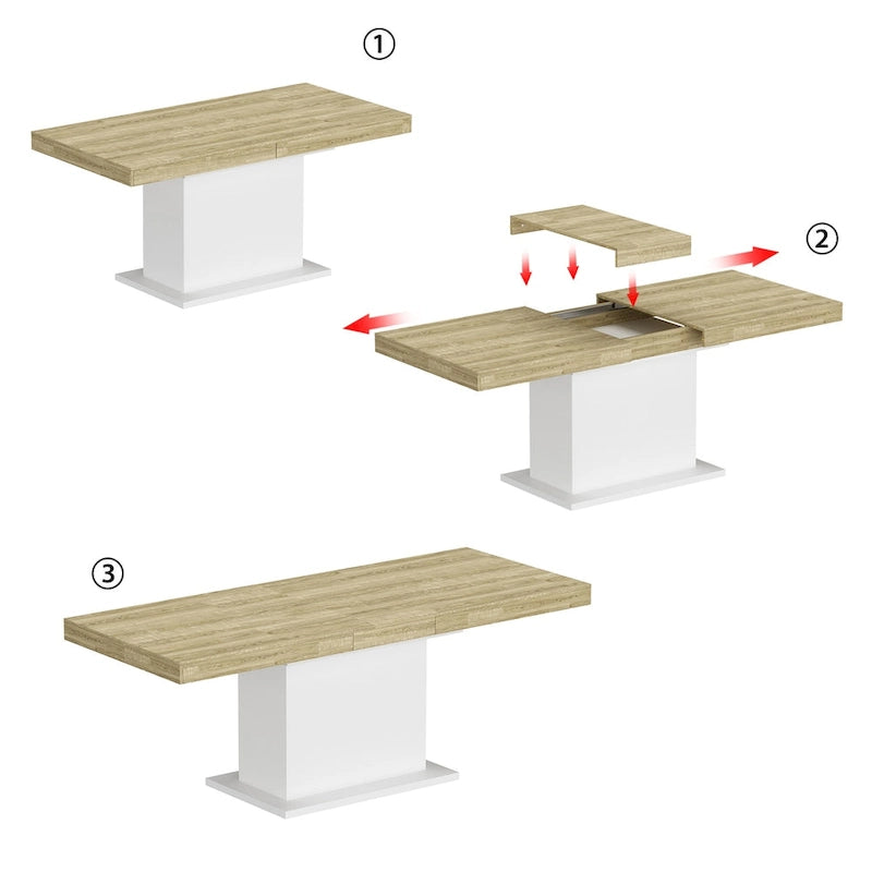 Table de salle à manger extensible avec plateau en bois et support pour ordinateur (noir/blanc)-6