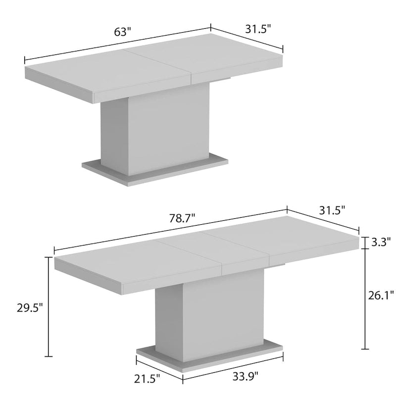 Table de salle à manger extensible avec plateau en bois et support pour ordinateur (noir/blanc)-7