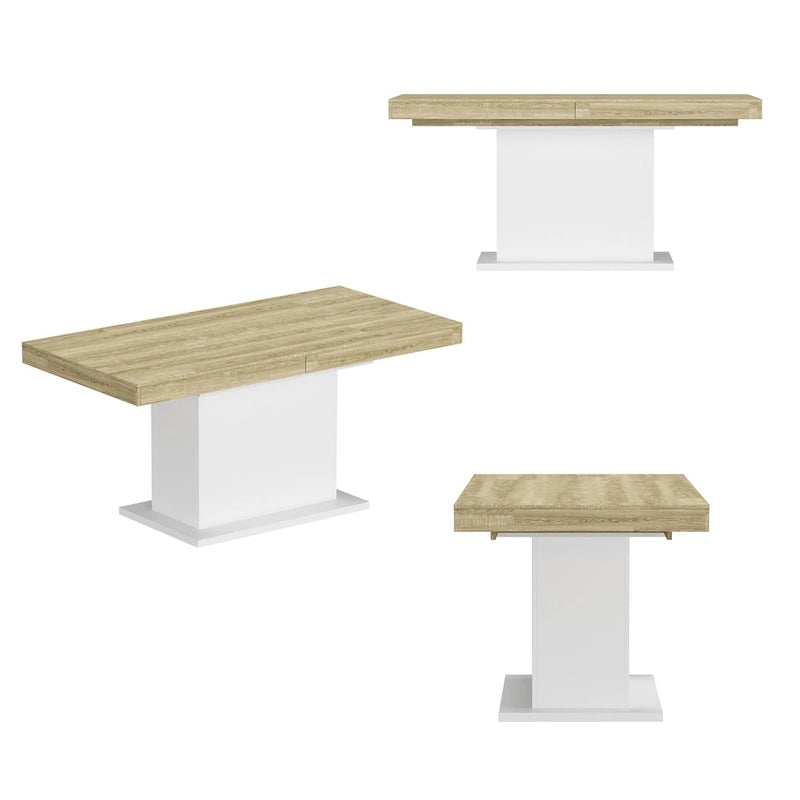 Table de salle à manger extensible avec plateau en bois et support pour ordinateur (noir/blanc)-8