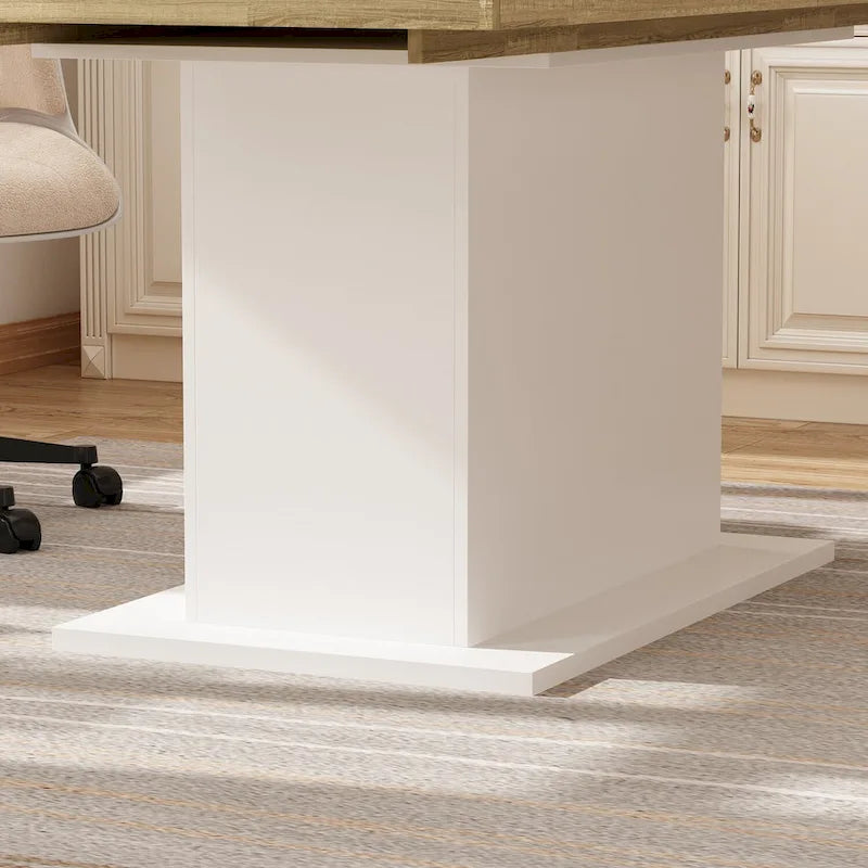 Table de salle à manger extensible avec plateau en bois et support pour ordinateur (noir/blanc)-11
