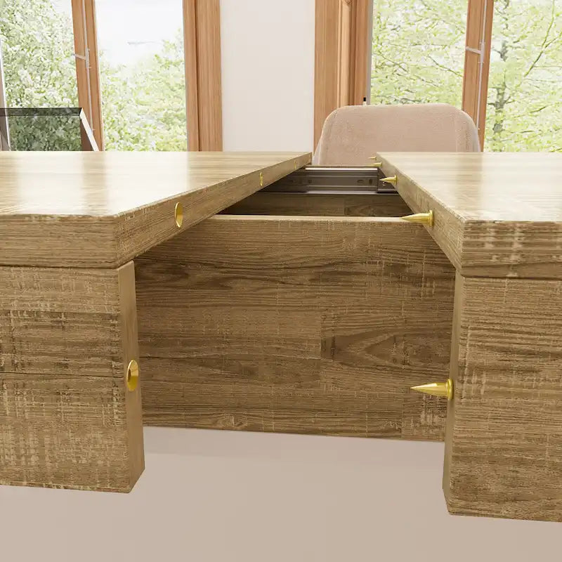 Table de salle à manger extensible avec plateau en bois et support pour ordinateur (noir/blanc)-12