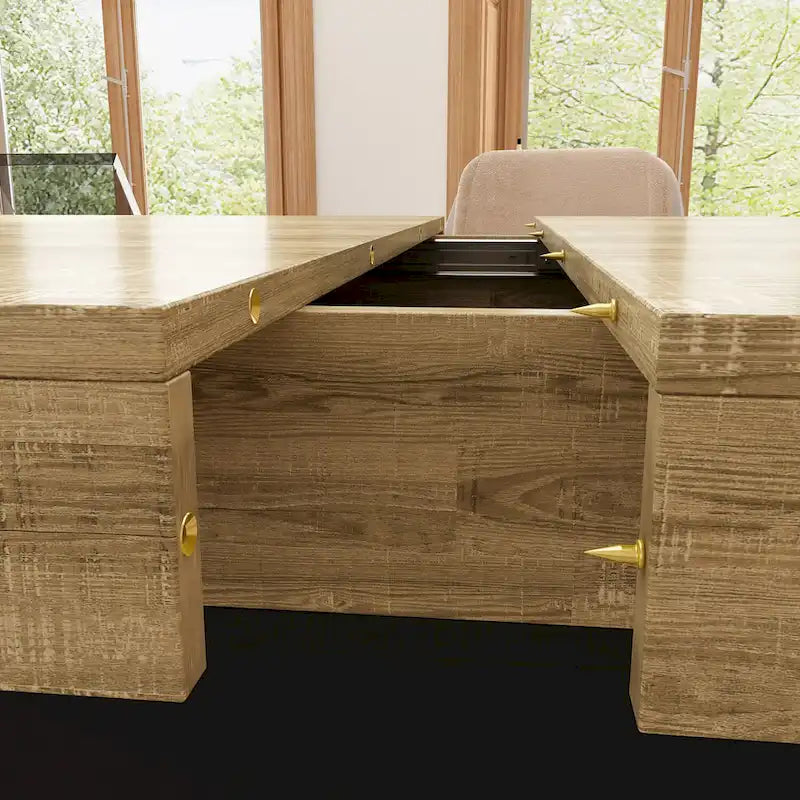 Table de salle à manger extensible avec plateau en bois et support pour ordinateur (noir/blanc)-18