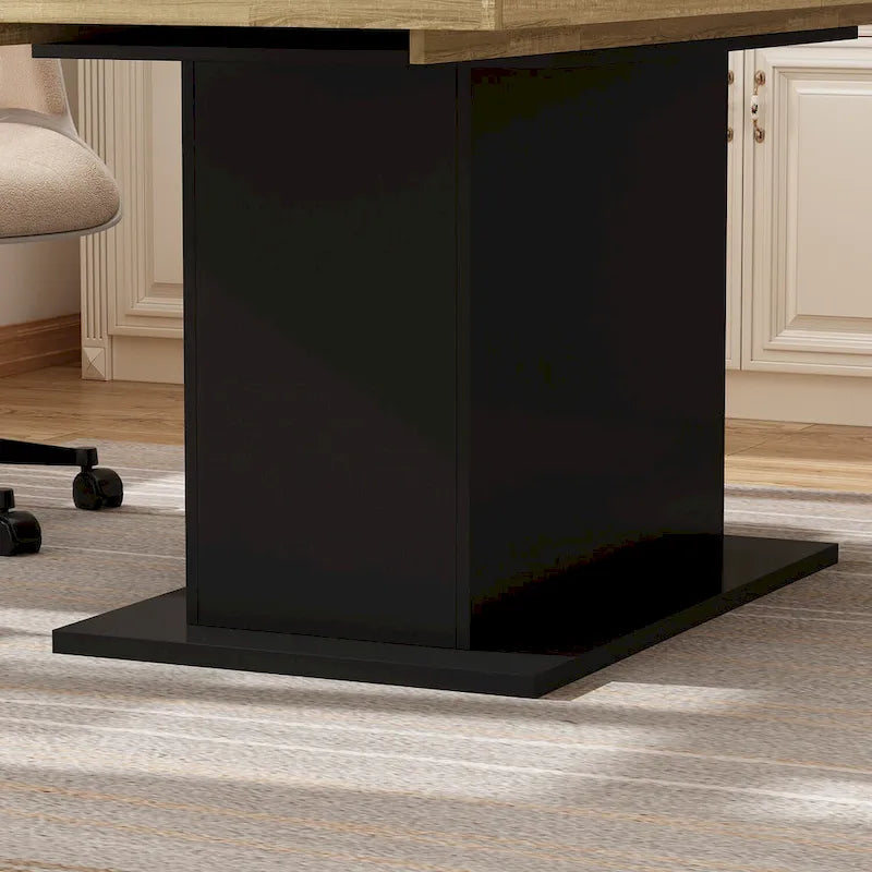 Table de salle à manger extensible avec plateau en bois et support pour ordinateur (noir/blanc)-20