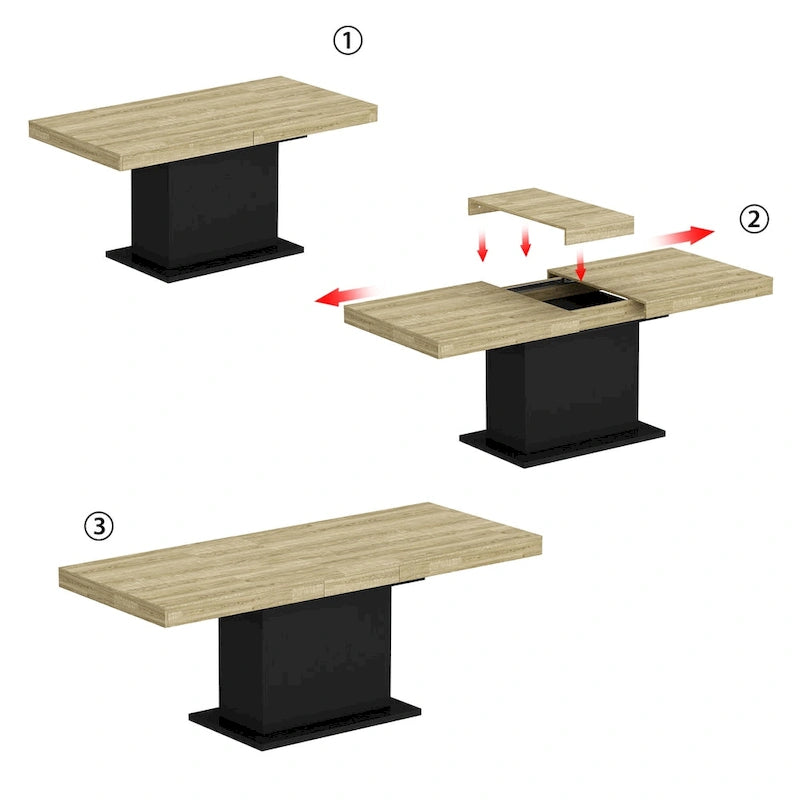 Table de salle à manger extensible avec plateau en bois et support pour ordinateur (noir/blanc)-22