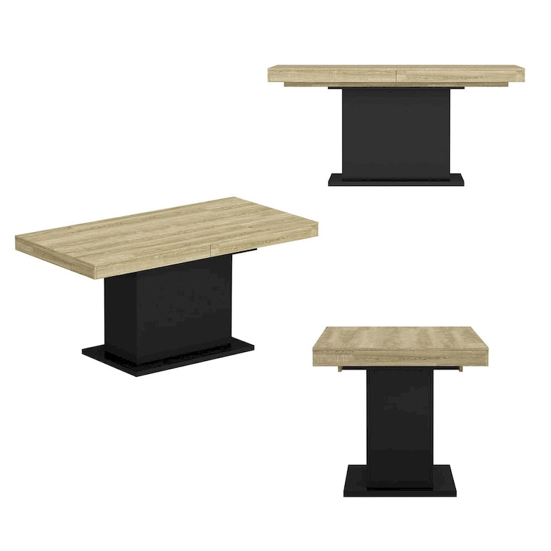 Table de salle à manger extensible avec plateau en bois et support pour ordinateur (noir/blanc)-23