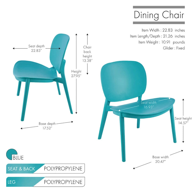 Ensemble de 2 chaises de salle à manger en plastique Porthos Home Dani, pour l'intérieur et l'extérieur-13