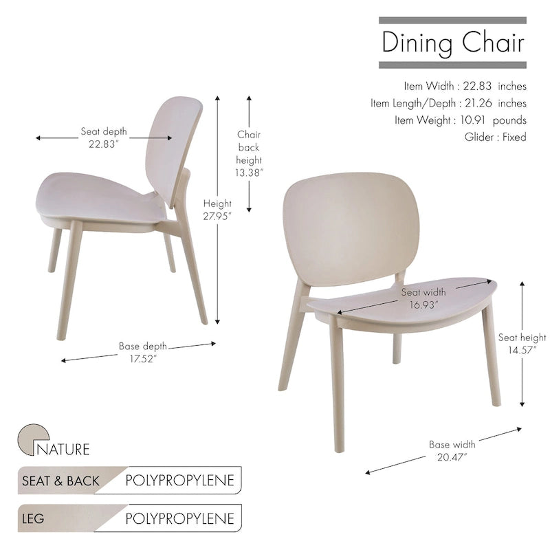 Ensemble de 2 chaises de salle à manger en plastique Porthos Home Dani, pour l'intérieur et l'extérieur-20
