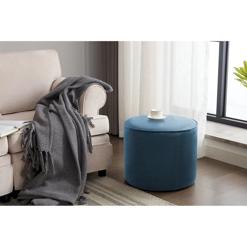 Table basse ronde pouf en tissu bouclé Belia de Porthos Home