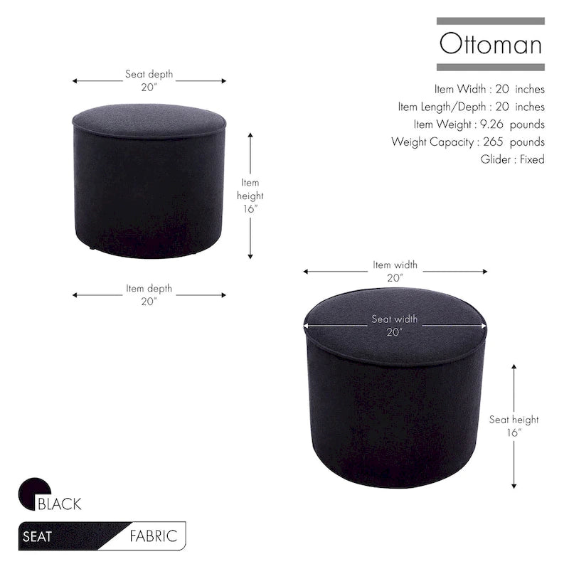 Table basse ronde pouf en tissu bouclé Belia de Porthos Home-7